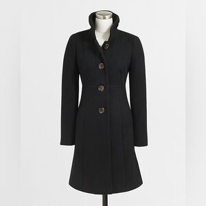 J. Crew Factory Wool Blend Uptown Dress Pea Coat Black Classic‎ Jacket Size 2/XS